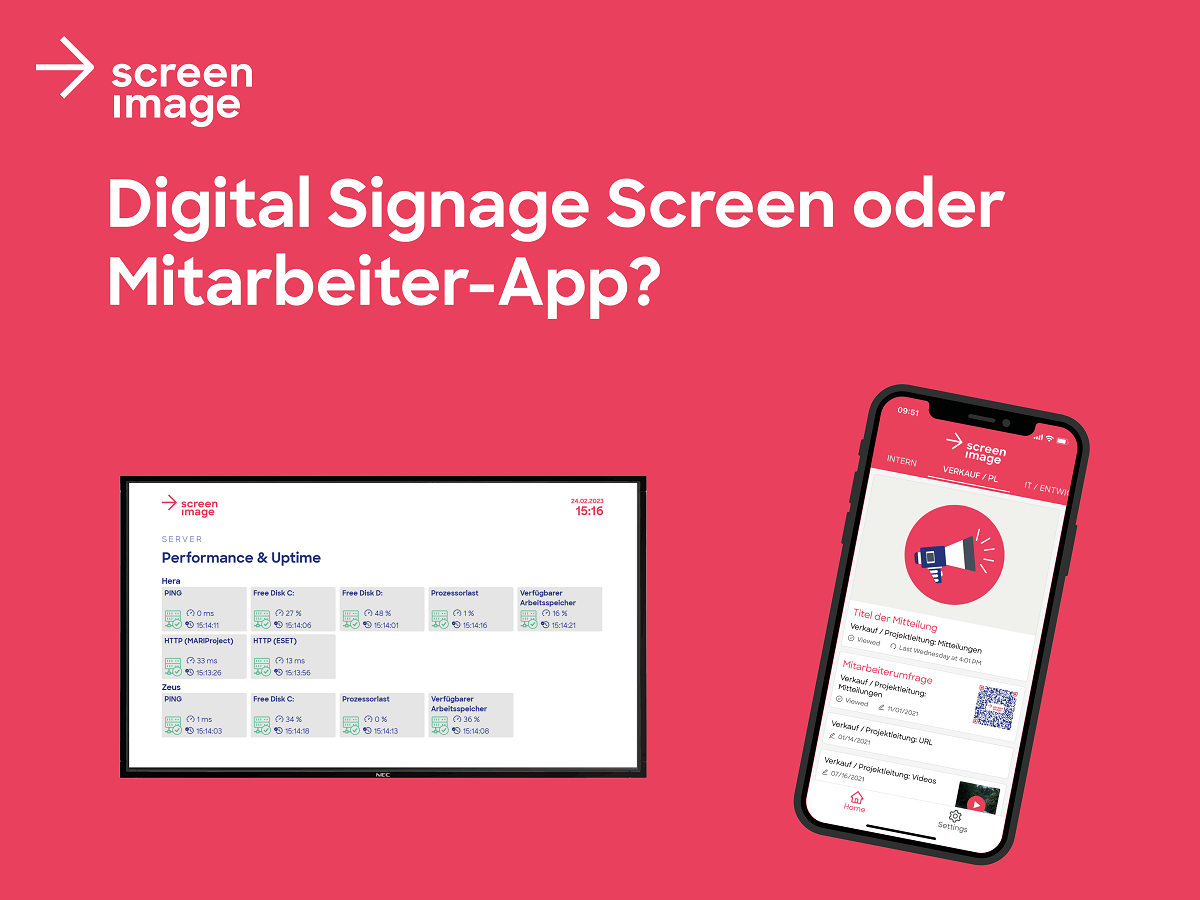 Digital Signage Screen oder Mitarbeiter-App